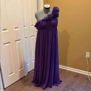 Aqua Purple One Shoulder Dress